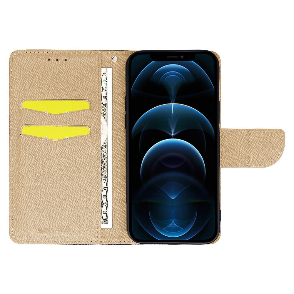 Θήκη Πορτοφόλι Sonique Trend Wallet Huawei Nova Y90 Μαύρο / Χρυσό