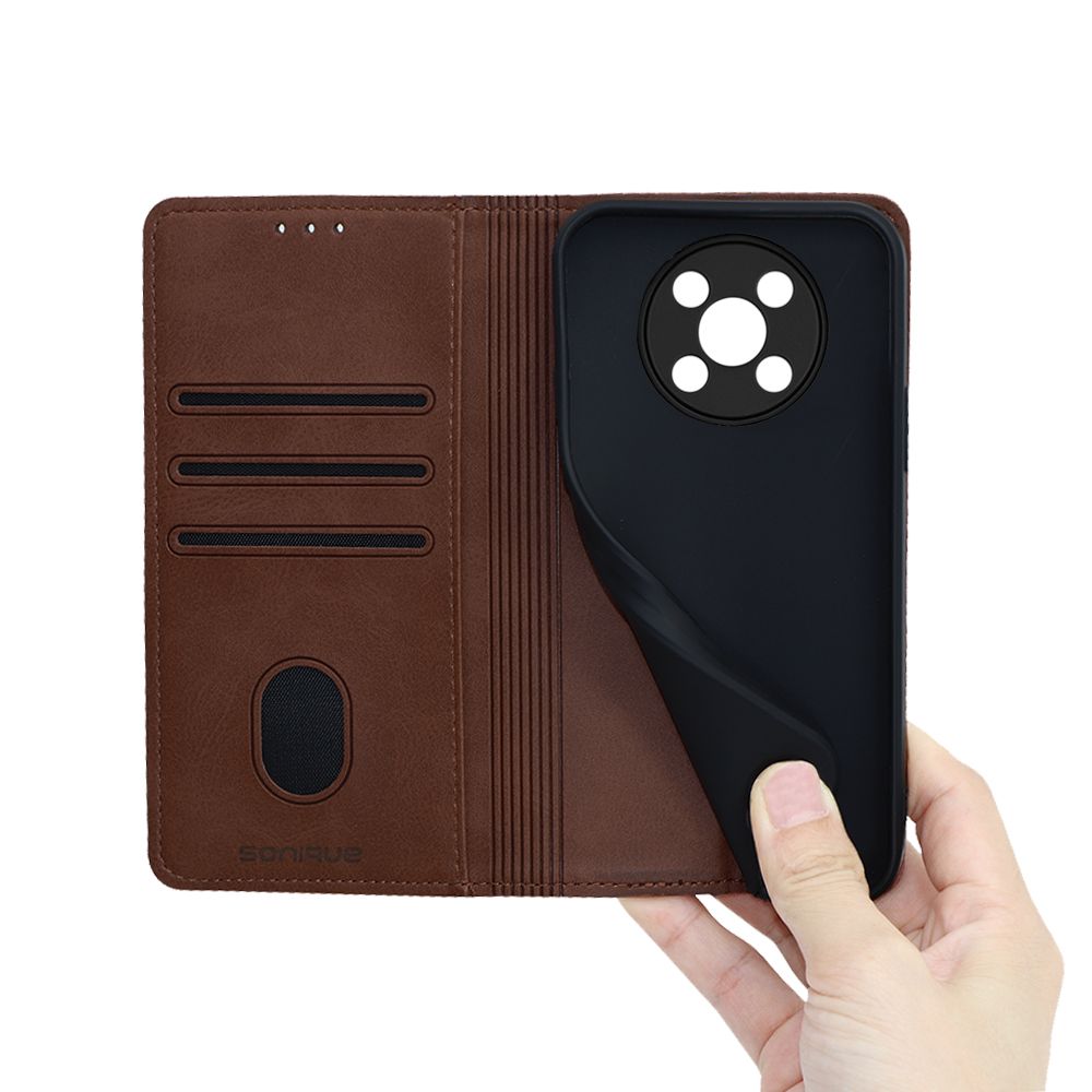 Θήκη Πορτοφόλι Vintage Magnet Wallet Sonique Huawei Nova Y90 Καφέ