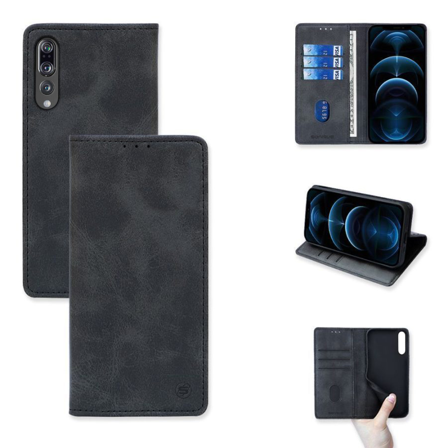 Θήκη Πορτοφόλι Vintage Magnet Wallet Sonique Huawei P20 Pro Μαύρο