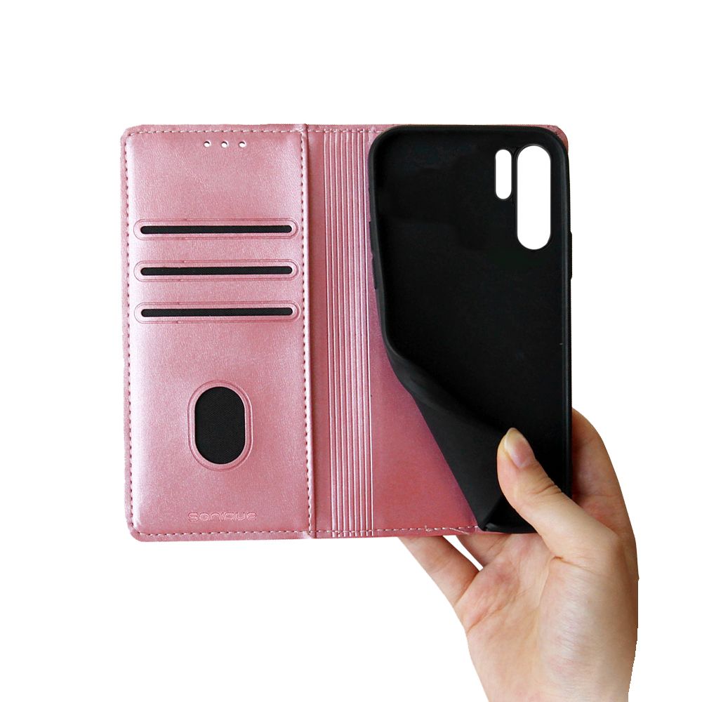 Θήκη Πορτοφόλι Vintage Magnet Wallet Sonique Huawei P30 Pro Ροζ Χρυσό