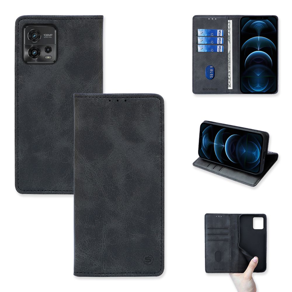 Θήκη Πορτοφόλι Vintage Magnet Wallet Sonique Motorola Moto G72 Μαύρο