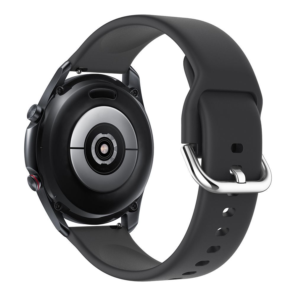 Λουράκι Σιλικόνης Universal Soft Band Sonique 22mm με Ασημί Κούμπωμα για Samsung, Huawei, Amazfit, Xiaomi, Honor Μαύρο
