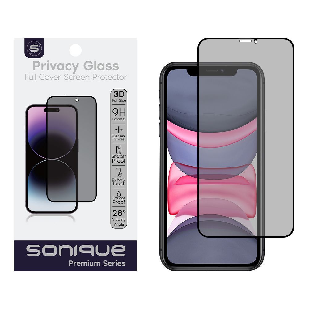 Privacy Glass Sonique Premium Series HD Full Cover 9H Apple iPhone 11 / iPhone XR Μαύρο
