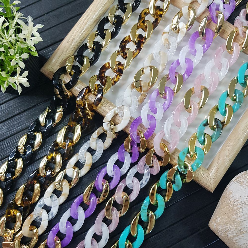 Κολιέ Λουράκι Sonique Golden Charm Ακρυλικό 120cm για Κινητό Ροζ
