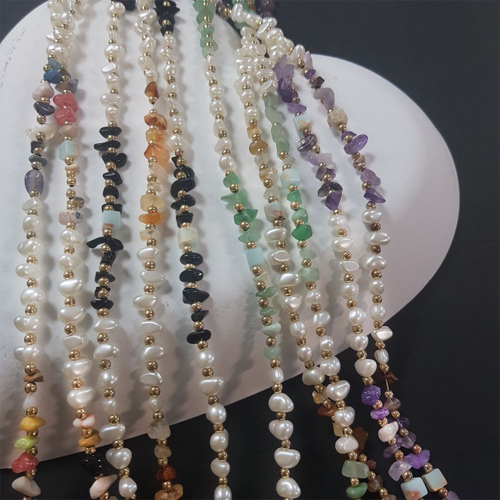 Κολιέ Λουράκι Sonique Gemstone από Πέτρα &amp; Ακρυλικό 120cm για Κινητό Πράσινο