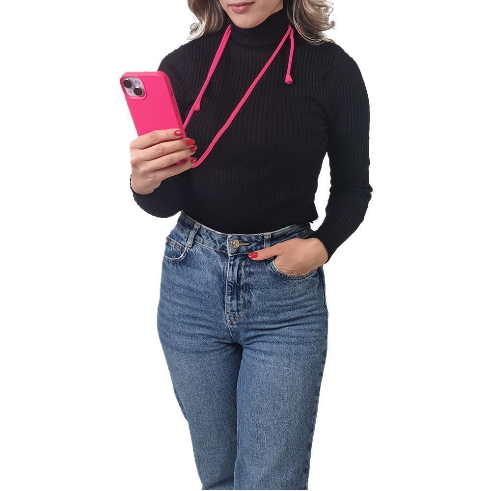 Θήκη Σιλικόνης με Κορδόνι CarryHang Sonique Xiaomi Redmi 13 4G / Poco M6 4G Φούξια