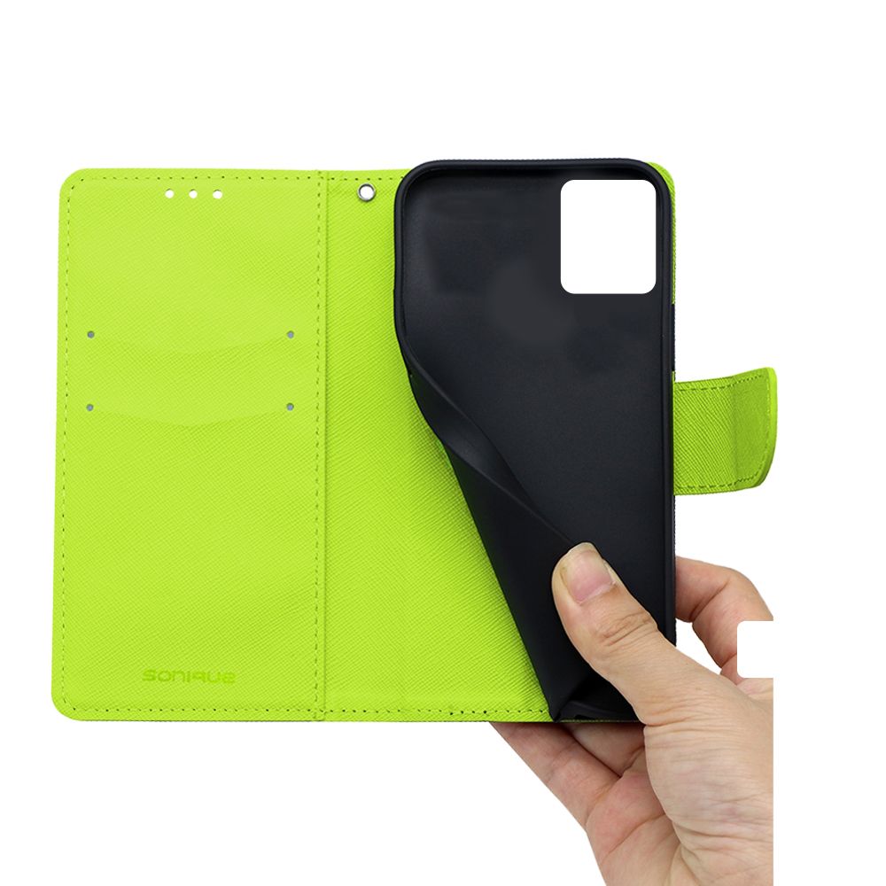 Θήκη Πορτοφόλι Sonique Trend Wallet Motorola Edge 40 Neo 5G Σκούρο Μπλε / Λαχανί