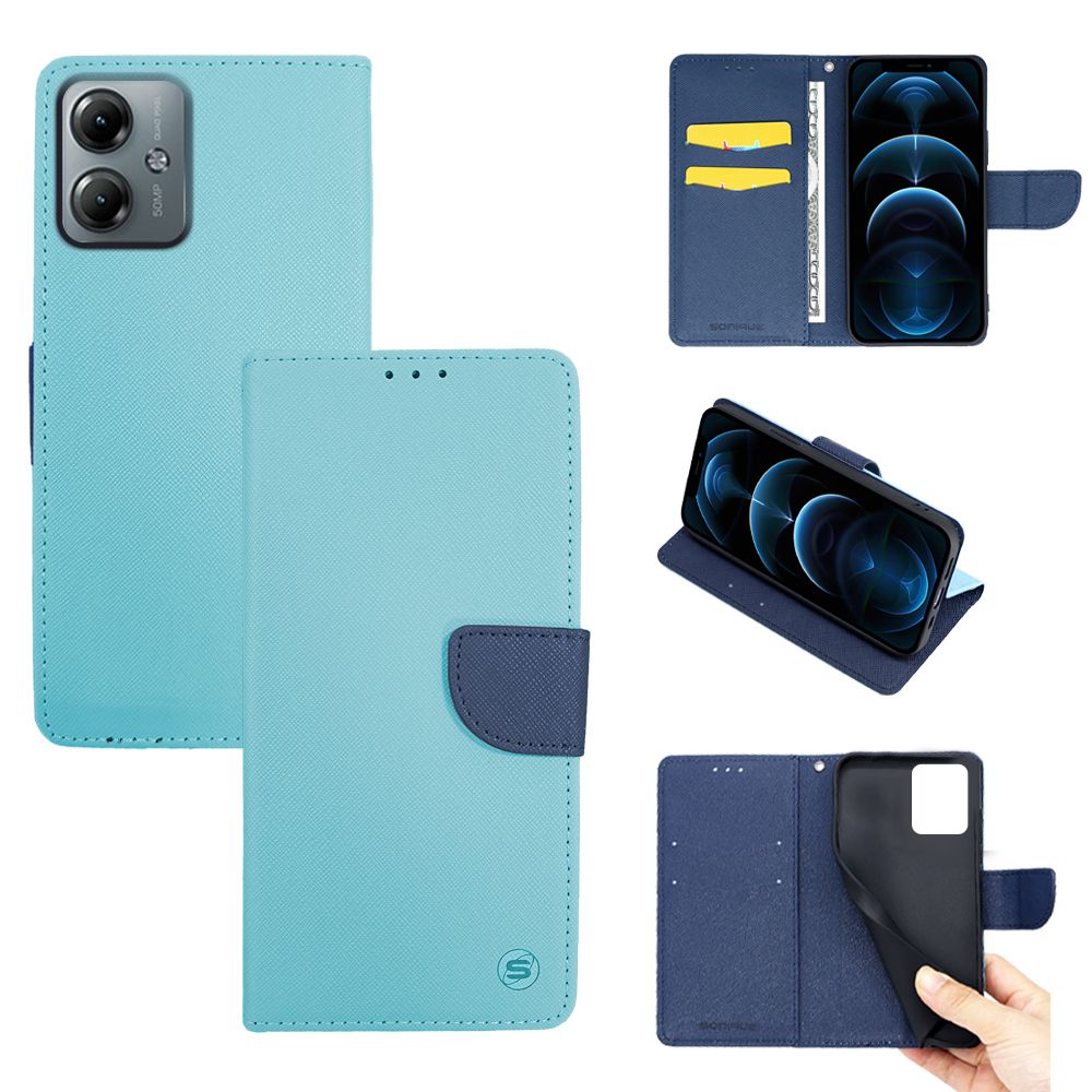 Θήκη Πορτοφόλι Sonique Trend Wallet Motorola Moto G14 4G / Moto G54 5G / Moto G54 5G Power Σιέλ / Σκούρο Μπλε