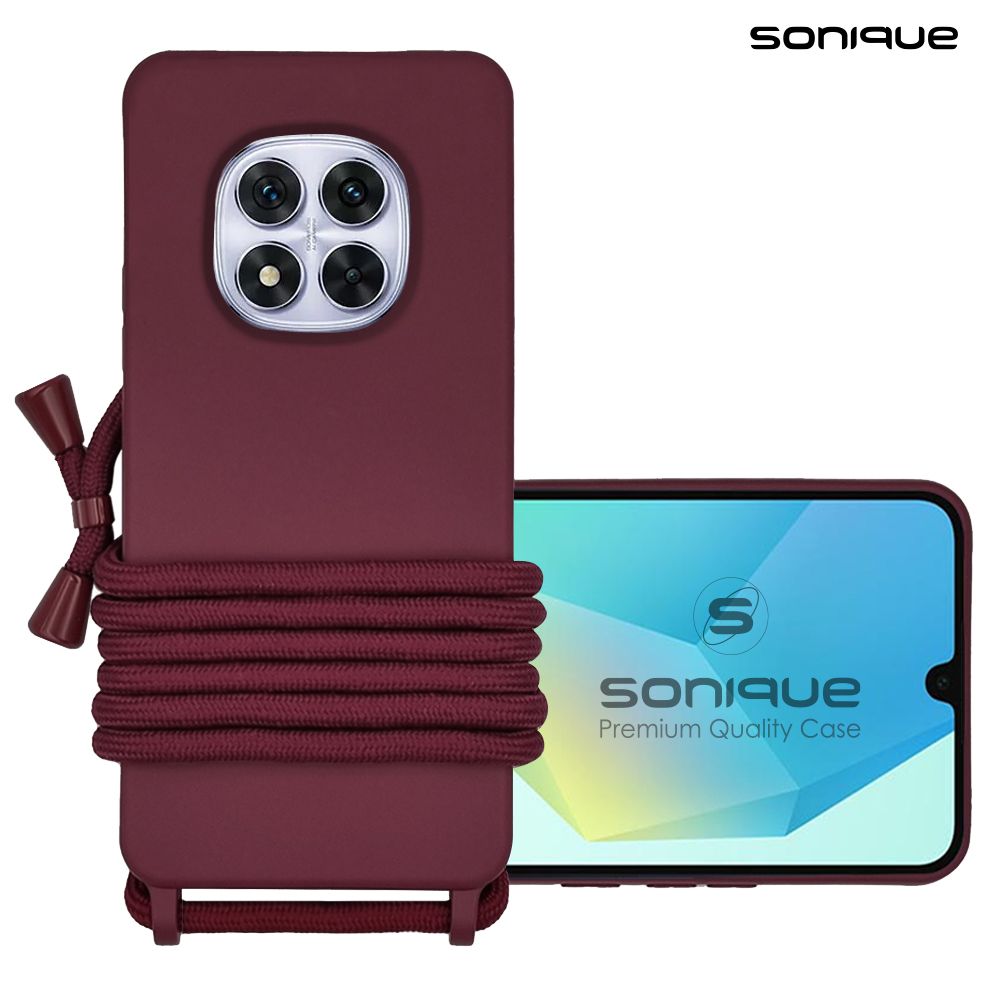 Θήκη Σιλικόνης με Κορδόνι CarryHang Sonique Xiaomi Redmi Note 14 Pro 5G / Redmi Note 14 Pro Plus 5G / Poco X7 5G Μπορντό