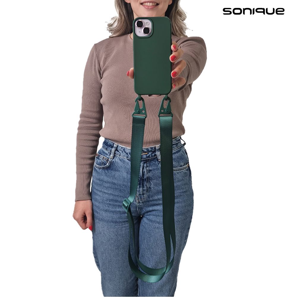 Θήκη Σιλικόνης με Strap CarryHang Sonique Xiaomi Redmi Note 14 Pro 5G / Redmi Note 14 Pro Plus 5G / Poco X7 5G Πράσινο Σκούρο