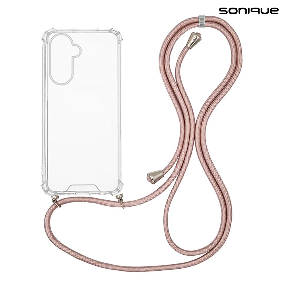 Θήκη Σιλικόνης με Κορδόνι Sonique Armor Clear Samsung Galaxy A56 5G Ροζ Χρυσό Σατινέ