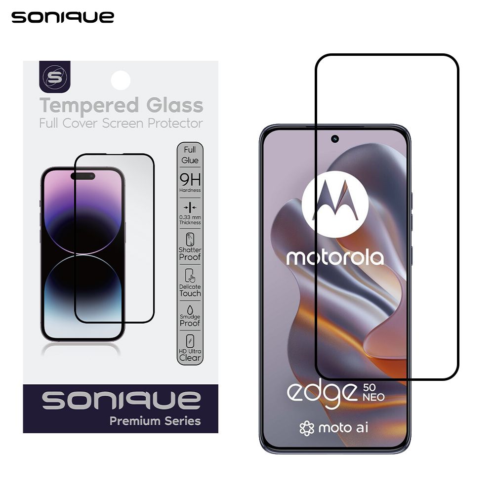 Hardy Glass Sonique Premium Series HD Full Cover 9H Motorola Edge 50 Neo 5G / Edge 60 Neo 5G Μαύρο