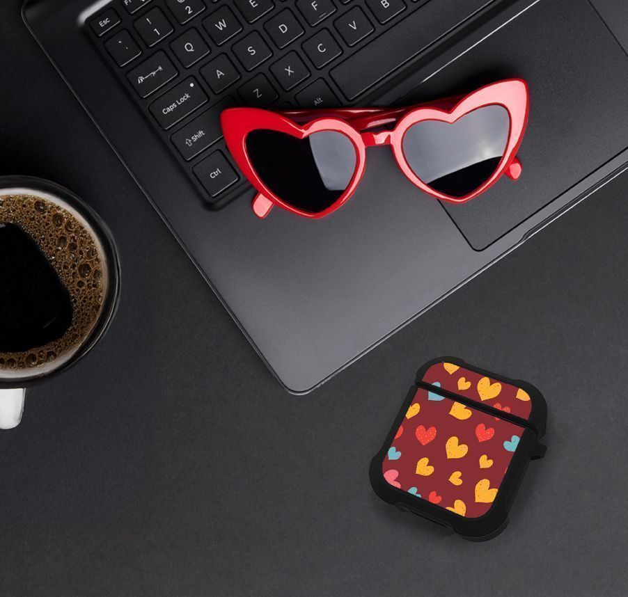 Θήκη Σιλικόνης Sonique Heart Series για AirPods 1/2 Μπορντώ