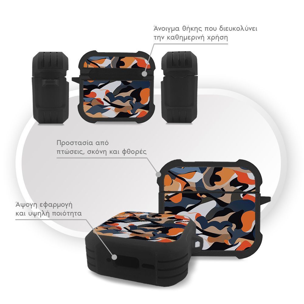 Θήκη Σιλικόνης Sonique Camouflage Army Series για AirPods 4 Πορτοκαλί