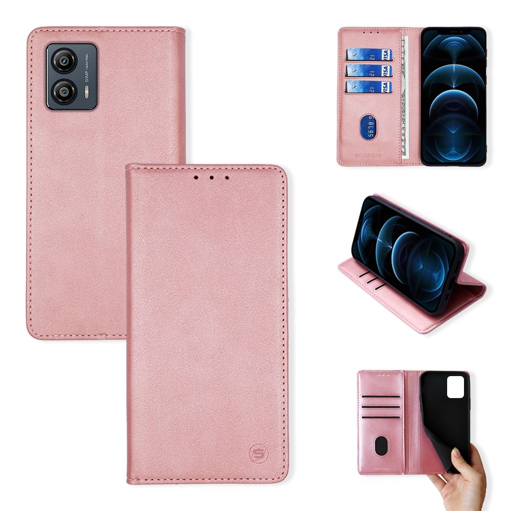 Θήκη Πορτοφόλι Vintage Magnet Wallet Sonique Motorola Moto G53 5G Ροζ Χρυσό