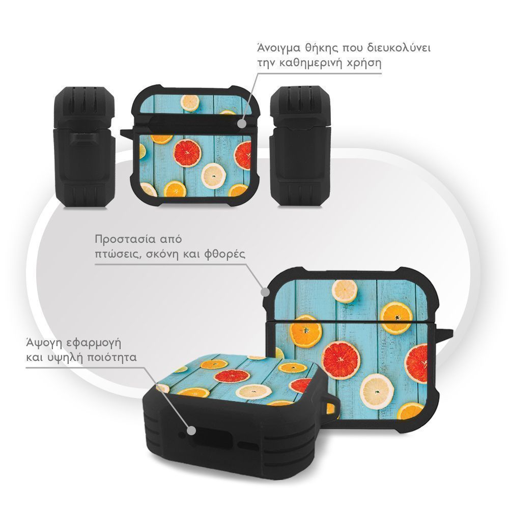 Θήκη Σιλικόνης Sonique Fruit Series για AirPods 4 Γκρέιπφρουτ