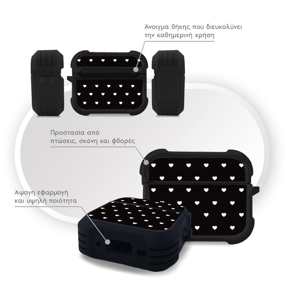 Θήκη Σιλικόνης Sonique Heart Series για AirPods Pro / Pro 2 Μαύρο 02
