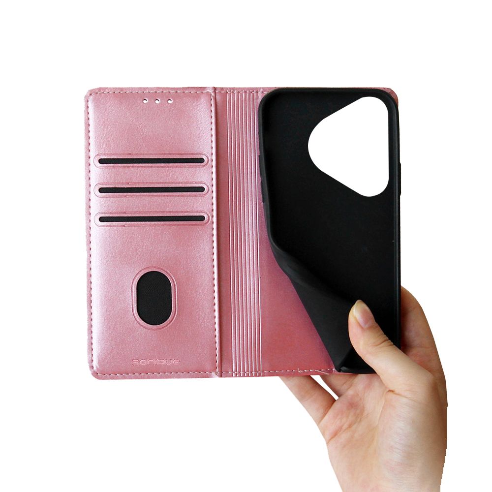 Θήκη Πορτοφόλι Vintage Magnet Wallet Sonique Huawei Pura 70 Pro Ροζ Χρυσό