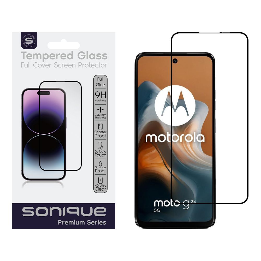Hardy Glass Sonique Premium Series HD Full Cover 9H Motorola Moto G34 5G Μαύρο