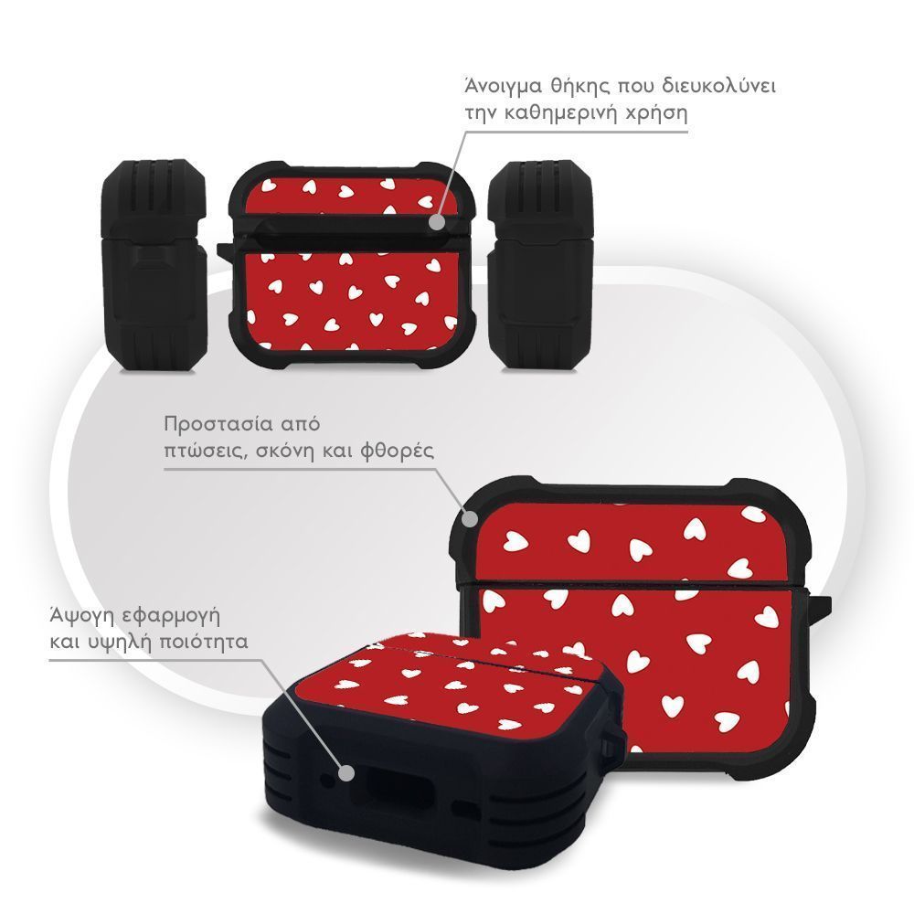 Θήκη Σιλικόνης Sonique Heart Series για AirPods Pro 3 Κόκκινο