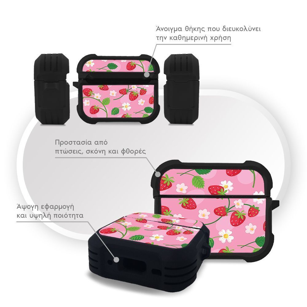 Θήκη Σιλικόνης Sonique Fruit Series για AirPods Pro 3 Φράουλα