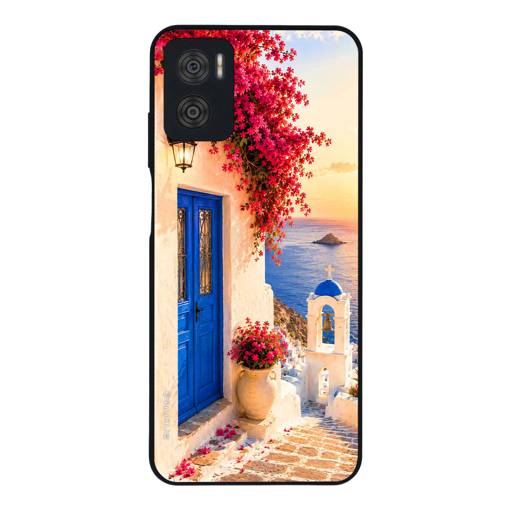 Θήκη Sonique Greek Island Muse Series για Motorola Moto E22 4G Ηλιοβασίλεμα Σαντορίνης