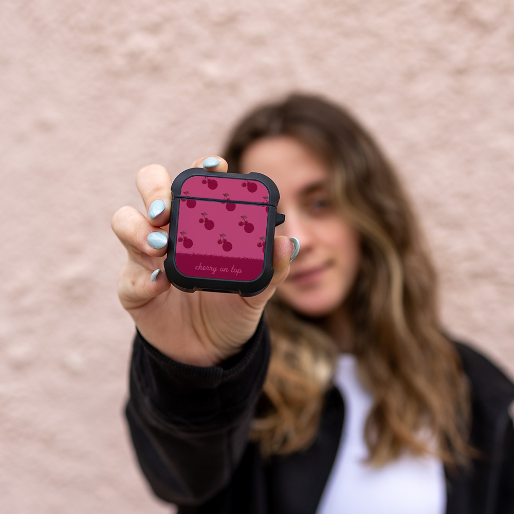 Θήκη Σιλικόνης Sonique Delulu Polka Era Series για AirPods 1/2 Top Cherry