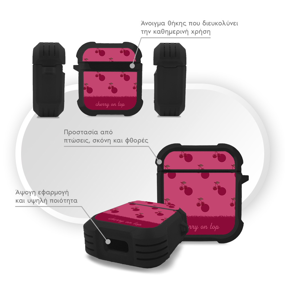 Θήκη Σιλικόνης Sonique Delulu Polka Era Series για AirPods 1/2 Top Cherry