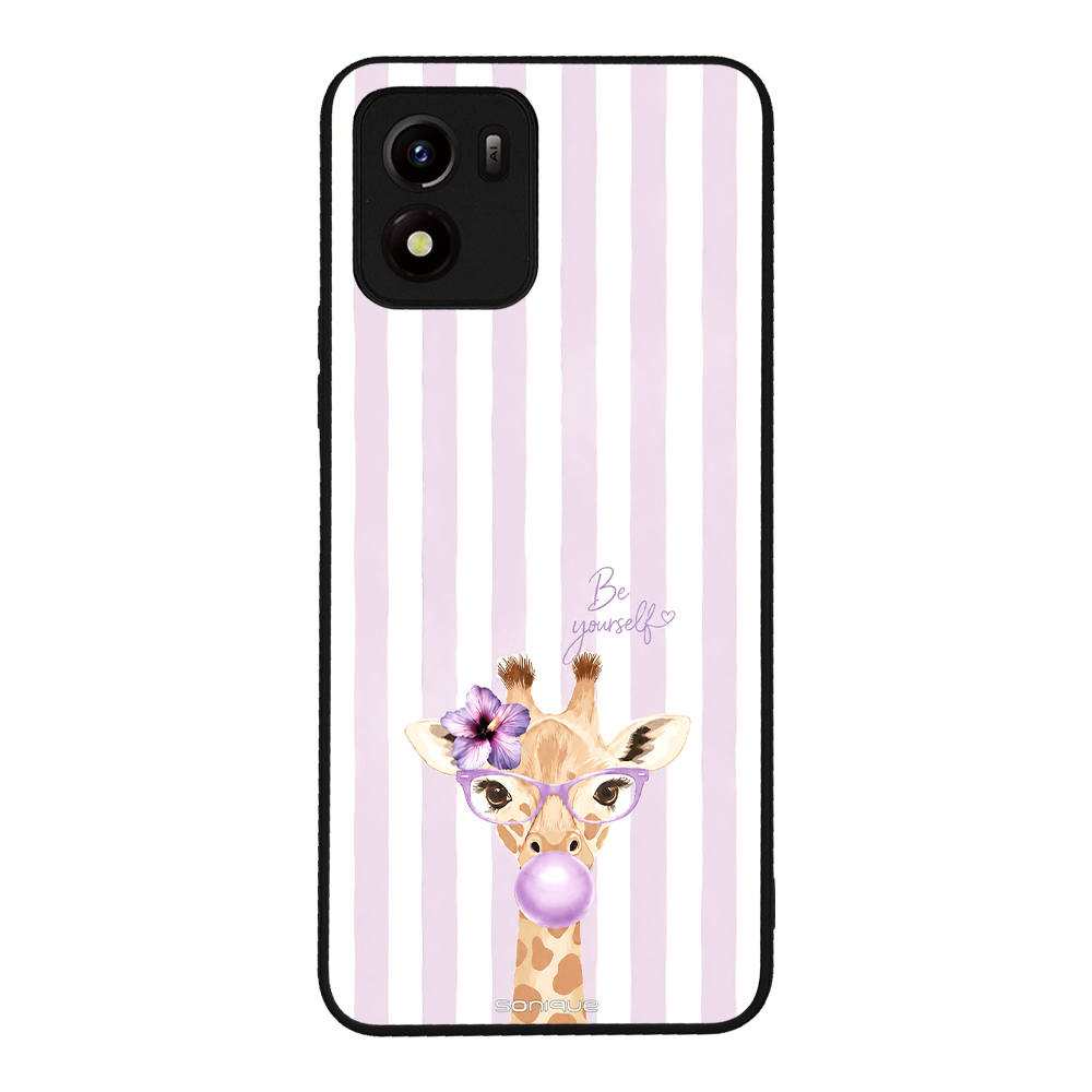 Θήκη Sonique Stripe Stories Series για VIVO Y01 4G Λιλά- Καμηλοπάρδαλη με Τσιχλόφουσκα