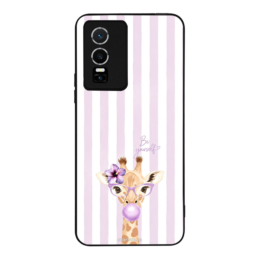 Θήκη Sonique Stripe Stories Series για VIVO Y74s / VIVO Y76 5G Λιλά- Καμηλοπάρδαλη με Τσιχλόφουσκα