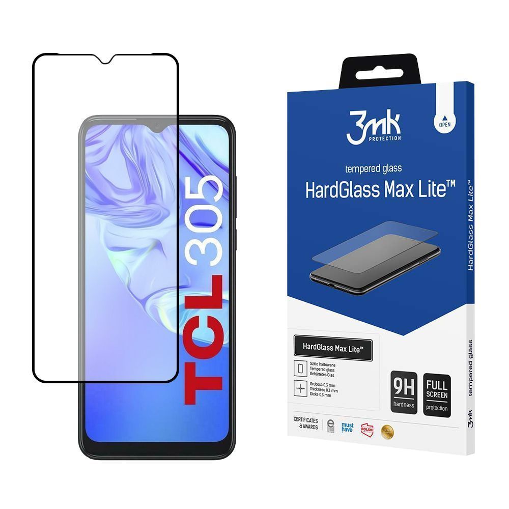 3MK HardGlass Max Lite Full Screen TCL 305 / TCL 306 / TCL 30E / TCL 30 SE Μαύρο